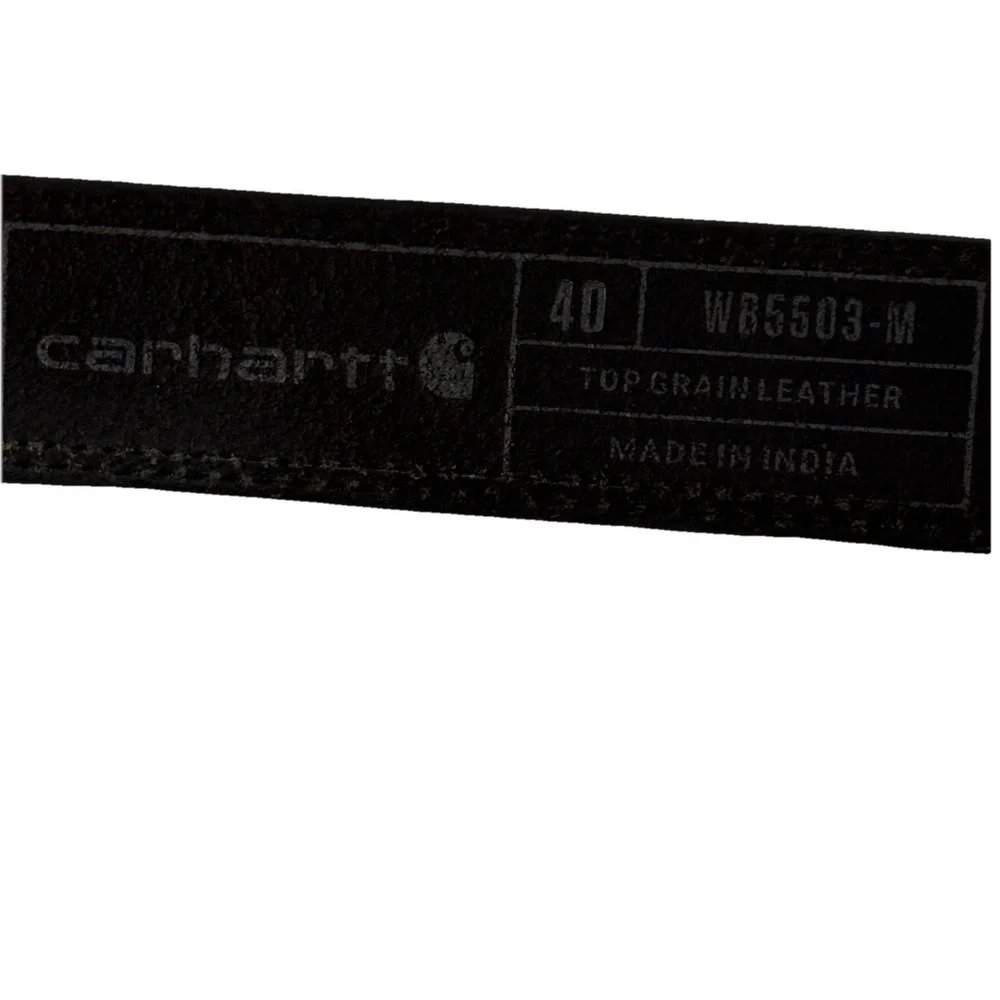 Carhartt Belt Top Grain Leather Men Sz‎ 40 Black WB5503-M Workwear Silver Buckle